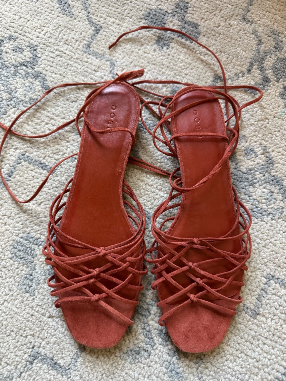 Doen Suede Lace-Up Rust Color Sandals - Picture 7 of 7